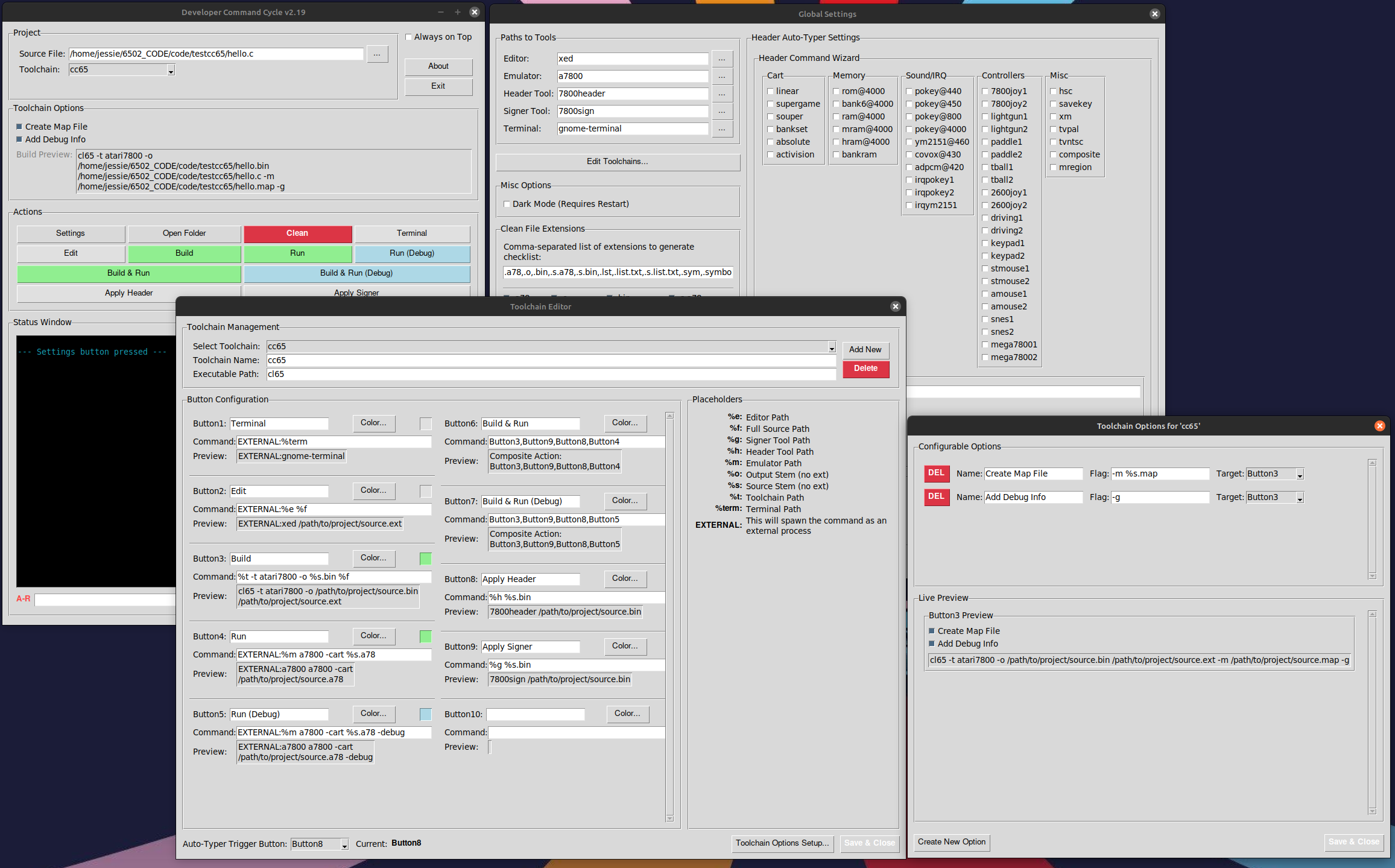 Screenshot of devCMDcycle software interface